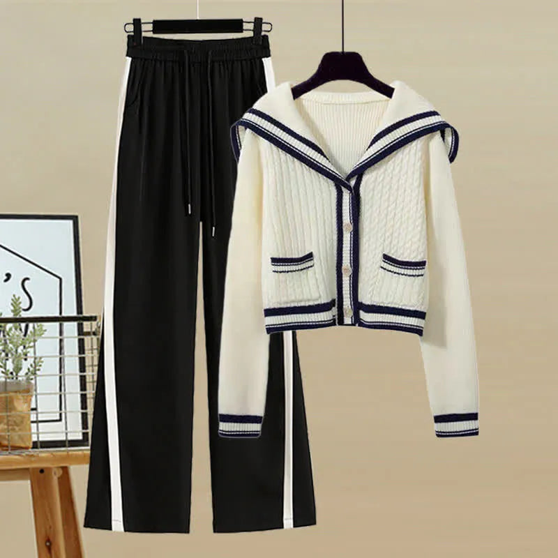 Variant image for Damen-Set: Pullover, Blattmuster, Polyester, Freizeithose-56