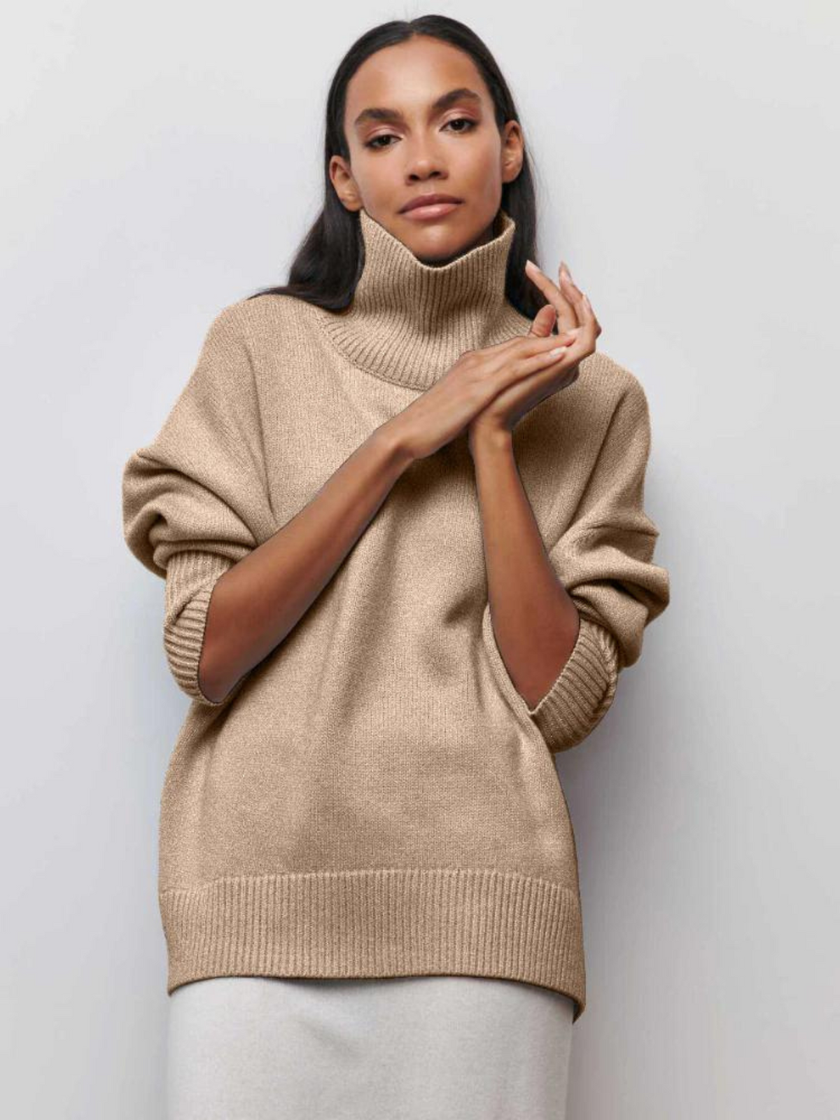 Damen-Rollkragenpullover, lässige Mikrofaser, Polyester 14