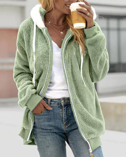 Langer Damen-Hoodie mit Kapuze aus 100% Polyester – warm und lässig 10