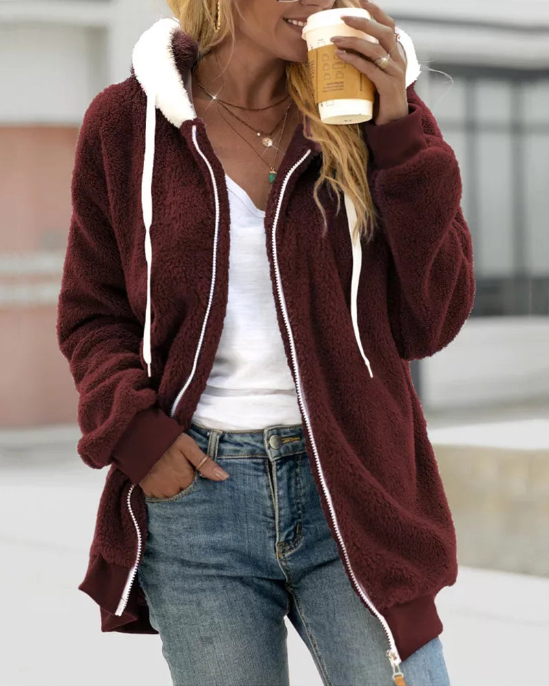 Langer Damen-Hoodie mit Kapuze aus 100% Polyester – warm und lässig 14