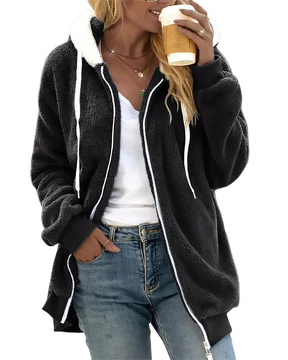 Langer Damen-Hoodie mit Kapuze aus 100 % Polyester – warm und entspannt 5