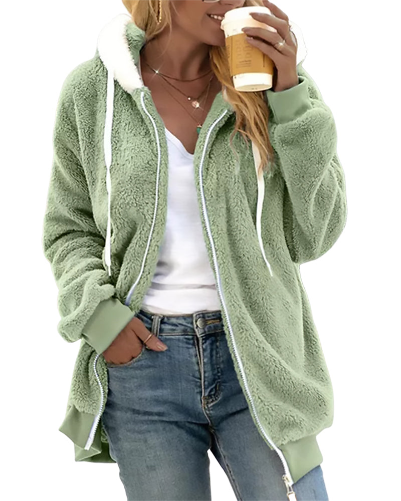 Langer Damen-Hoodie mit Kapuze aus 100% Polyester – warm und lässig 6