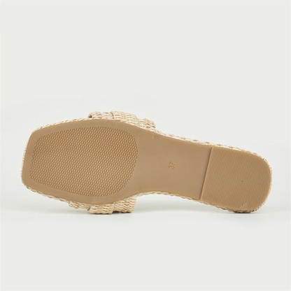 Damen-Pantolette mit Glitzerdetails – synthetische Plateausohle, im niedrigen, eckigen Stil für Freizeit und Strand 6