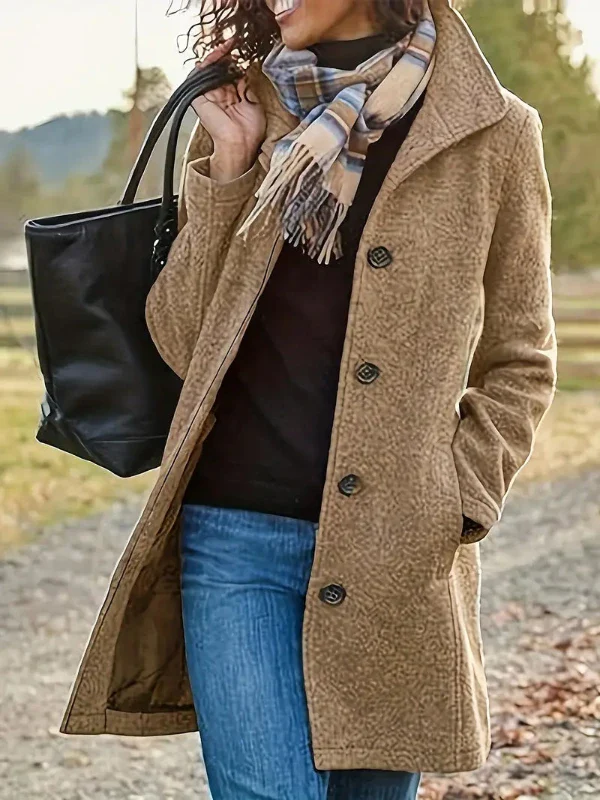 Damen-Mantel Lang Elegant Polyester und Baumwolle-3