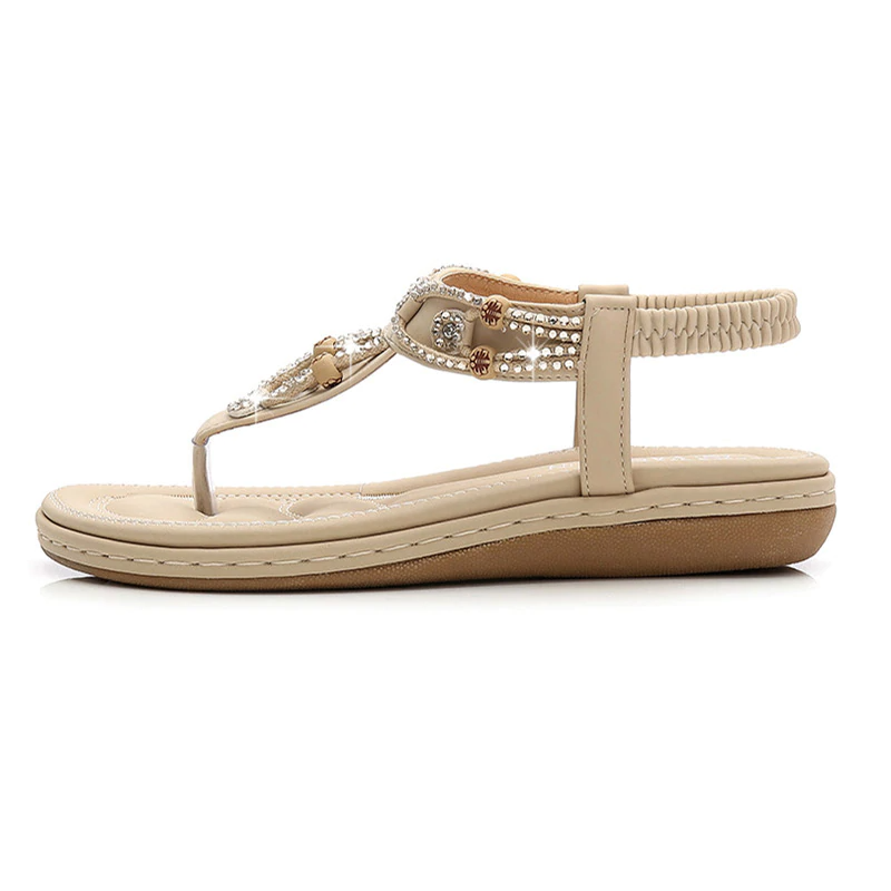 Damen-Sandalen, Bling-Details, PU-Leder, T-Riemen-Design-2