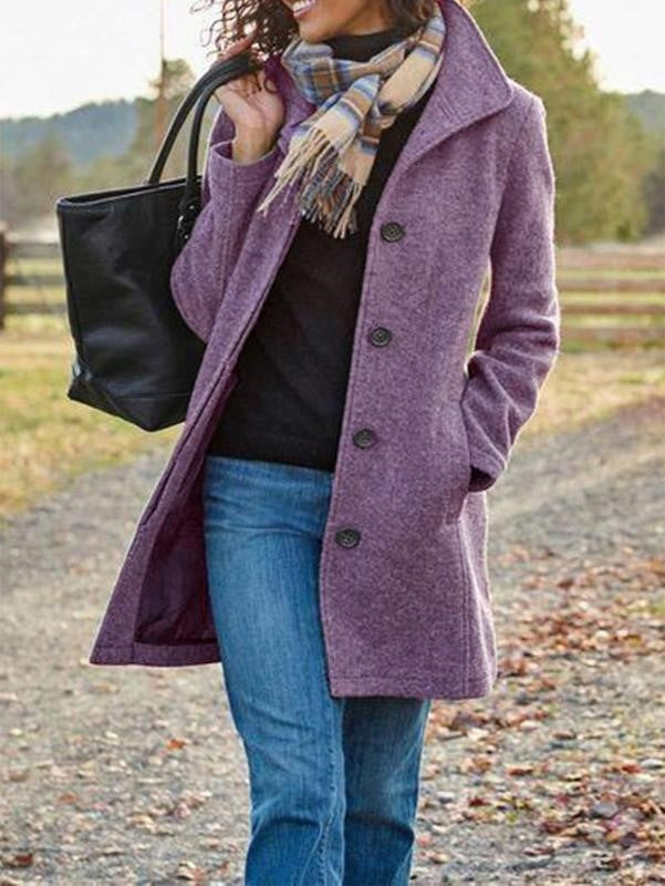 Damen-Mantel Lang Elegant Polyester und Baumwolle-4