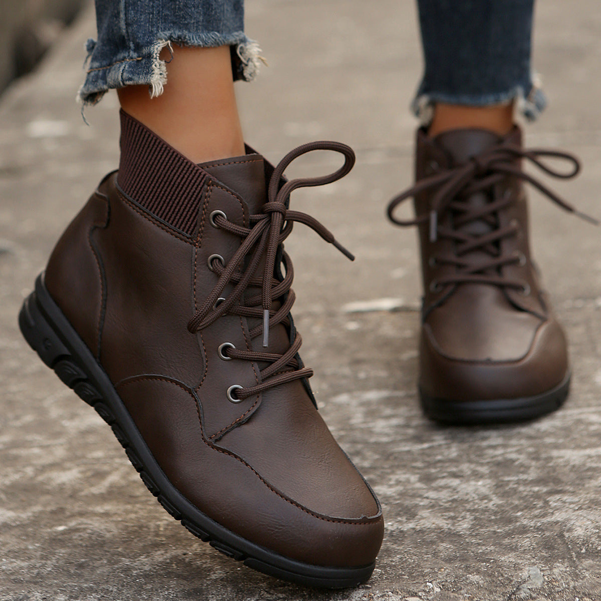 Damen-Stiefeletten mit elastischem Taillenband aus synthetischem Material-6