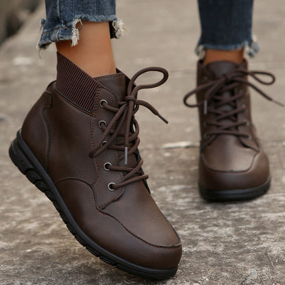 Damen-Stiefeletten mit elastischem Taillenband aus synthetischem Material-6