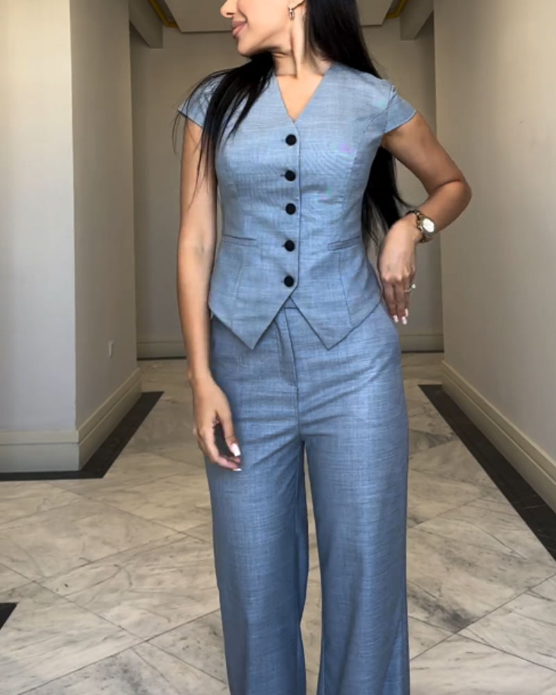 Damen-Leinenbluse, Hose, Set, Elegantes Leinen, für Sommerkleidung-2