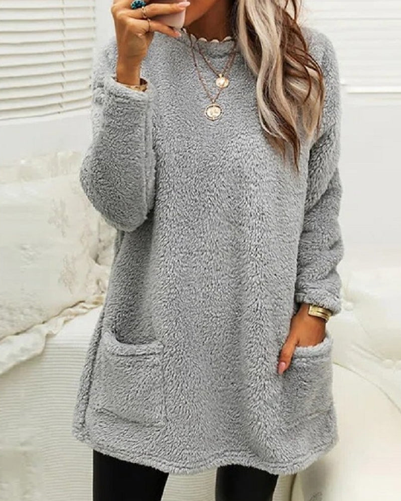 Damen-Fleecepullover, Rundhalsausschnitt, weich, Fleece-2