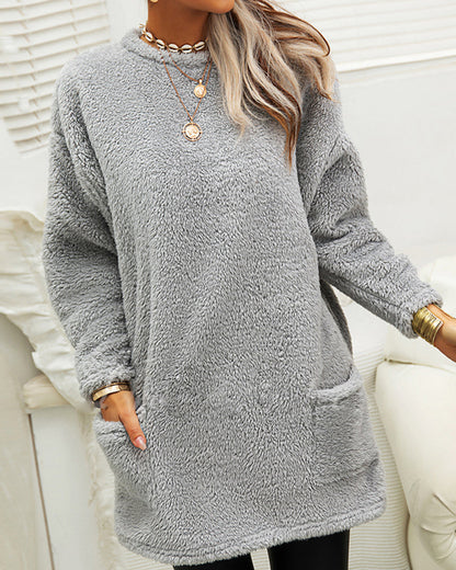 Damen-Fleecepullover, Rundhalsausschnitt, weich, Fleece-3