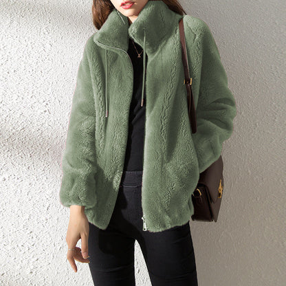 Damen-Fleecejacke mit Stehkragen – weiches und elegantes Design für kalte Wintertage, normale Passform, S-XL 4