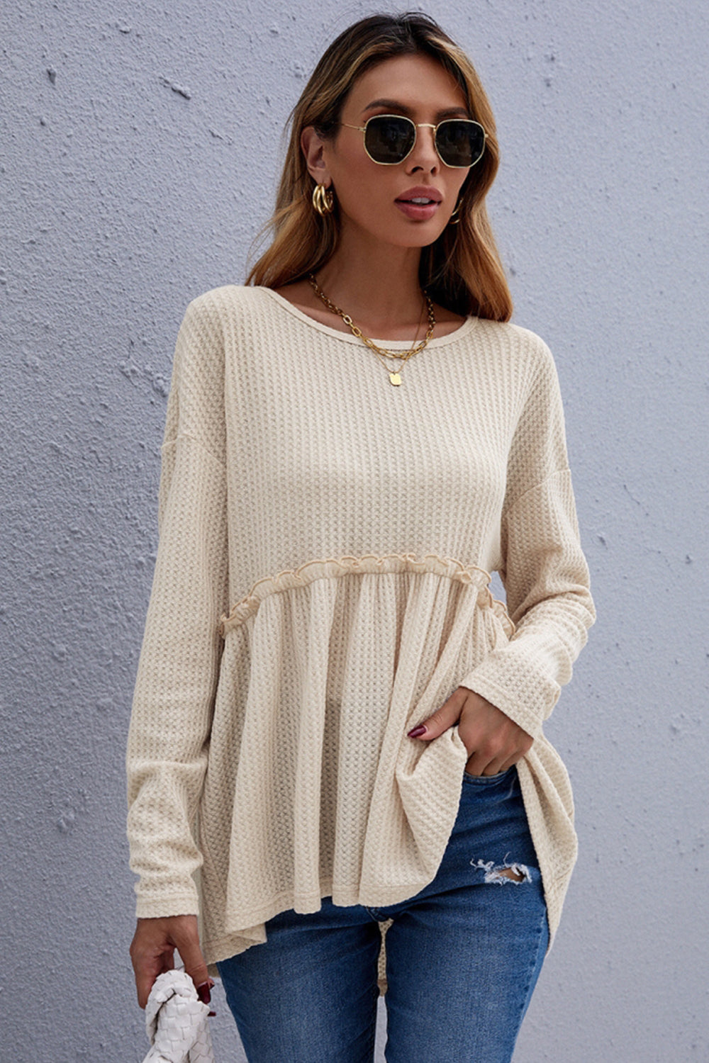 Damen-Pullover, Waffeles Patchwork, Polyester Standard Passform 4
