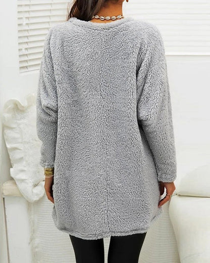 Damen-Fleecepullover, Rundhalsausschnitt, weich, Fleece-4