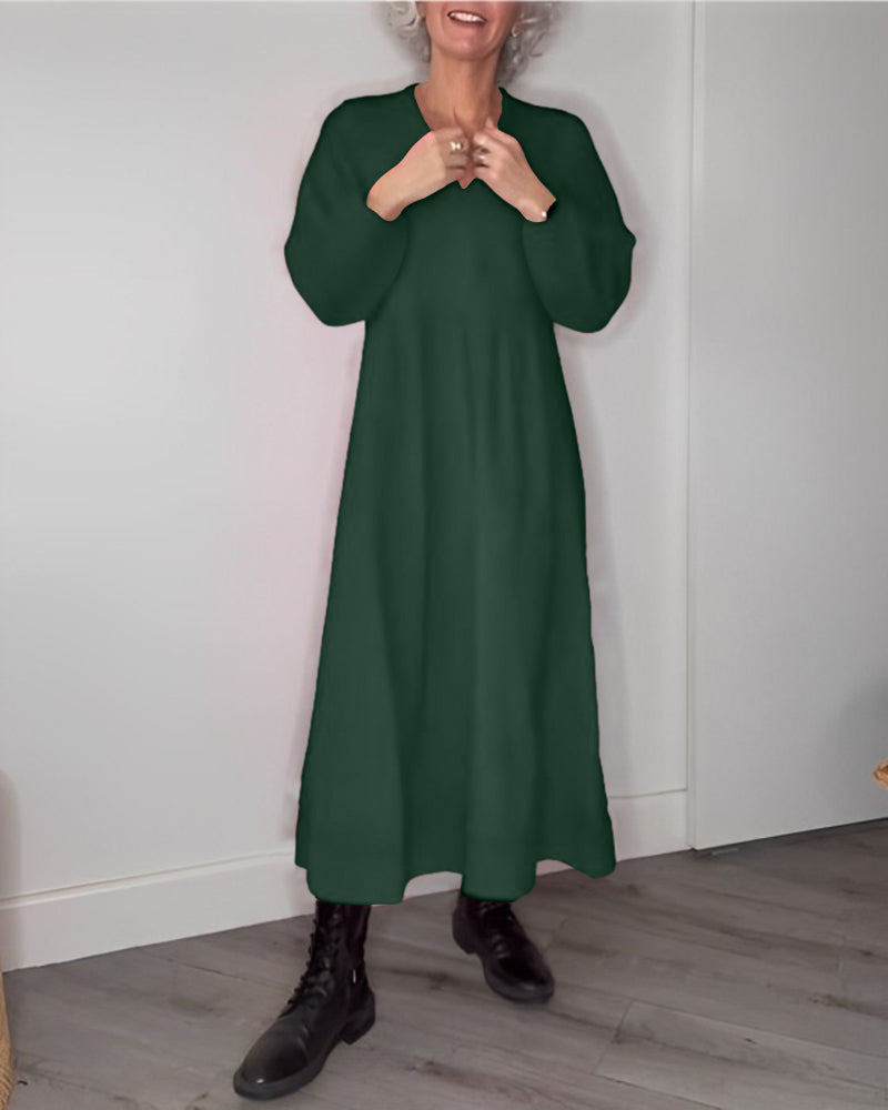 Damen-Langes Kleid, mit Taschen, Weicher Stoff, für Alltag und Fest-6