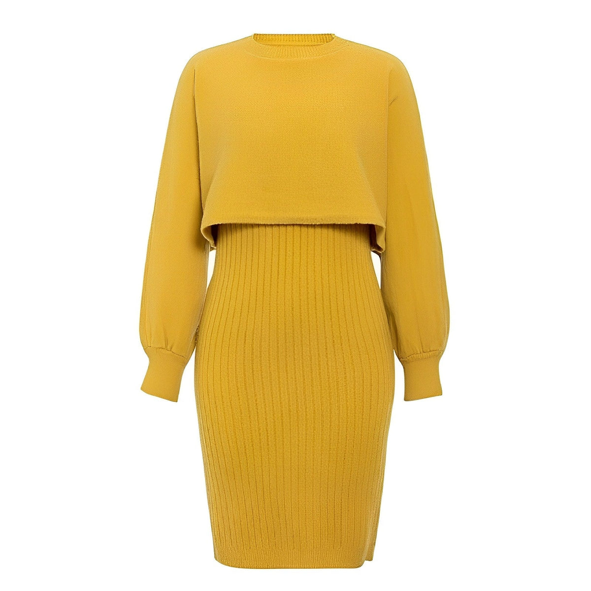 Damen-Kleid, mit Flügelärmel gestricktes Material elegant Laterne Ärmel 11