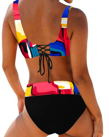 Damen Bikini V-Ausschnitt Elastan Trendige Bademode-3