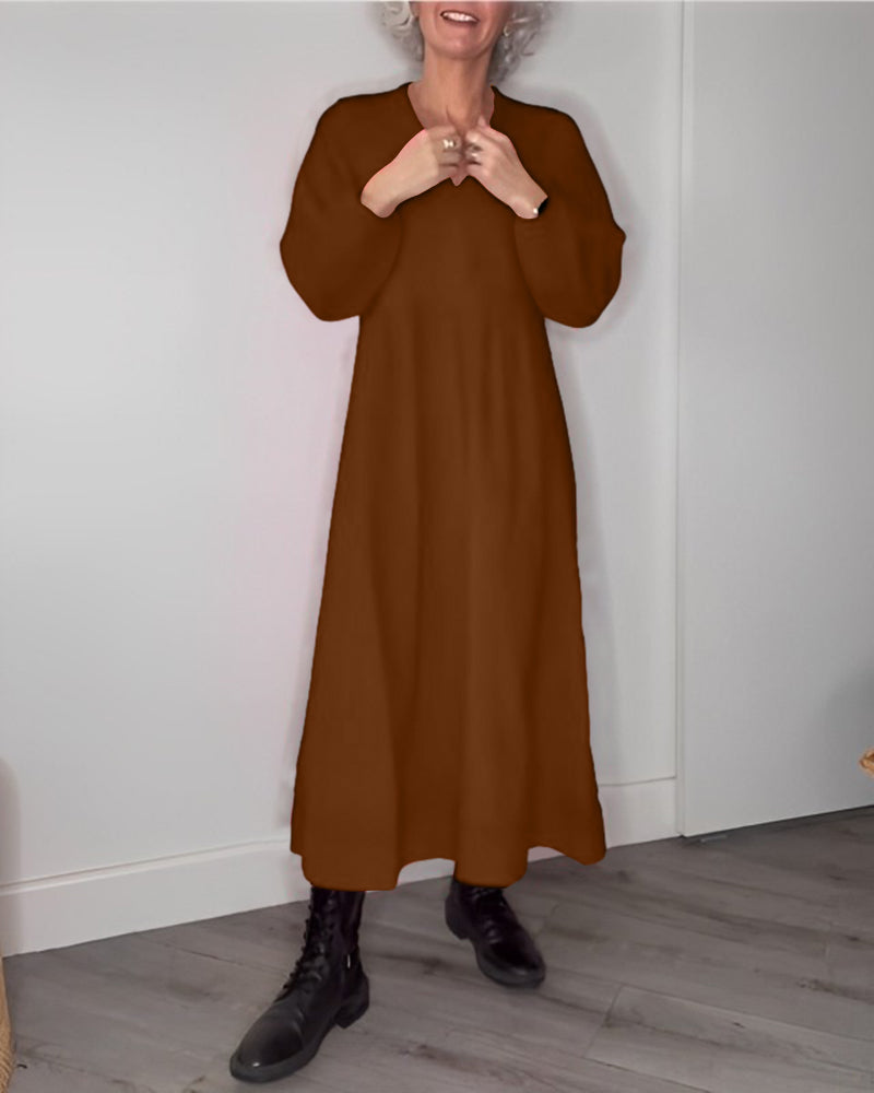 Variant image for Damen-Langes Kleid, mit Taschen, Weicher Stoff, für Alltag und Fest-19