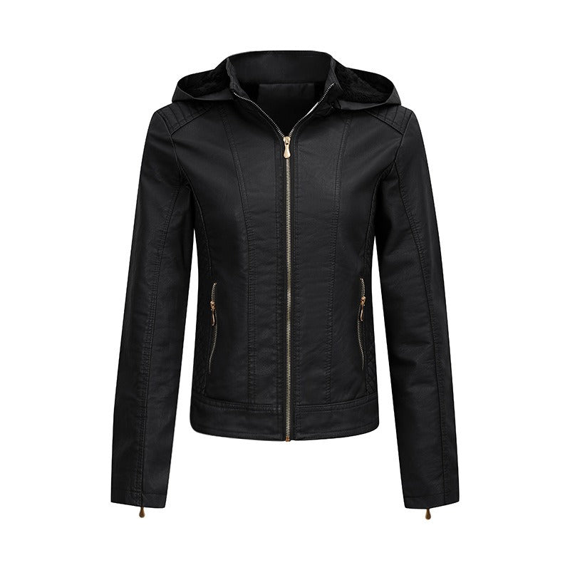 Variant image for Damen Winterjacke mit Kapuze Synthetikleder Figurbetontes Design-17