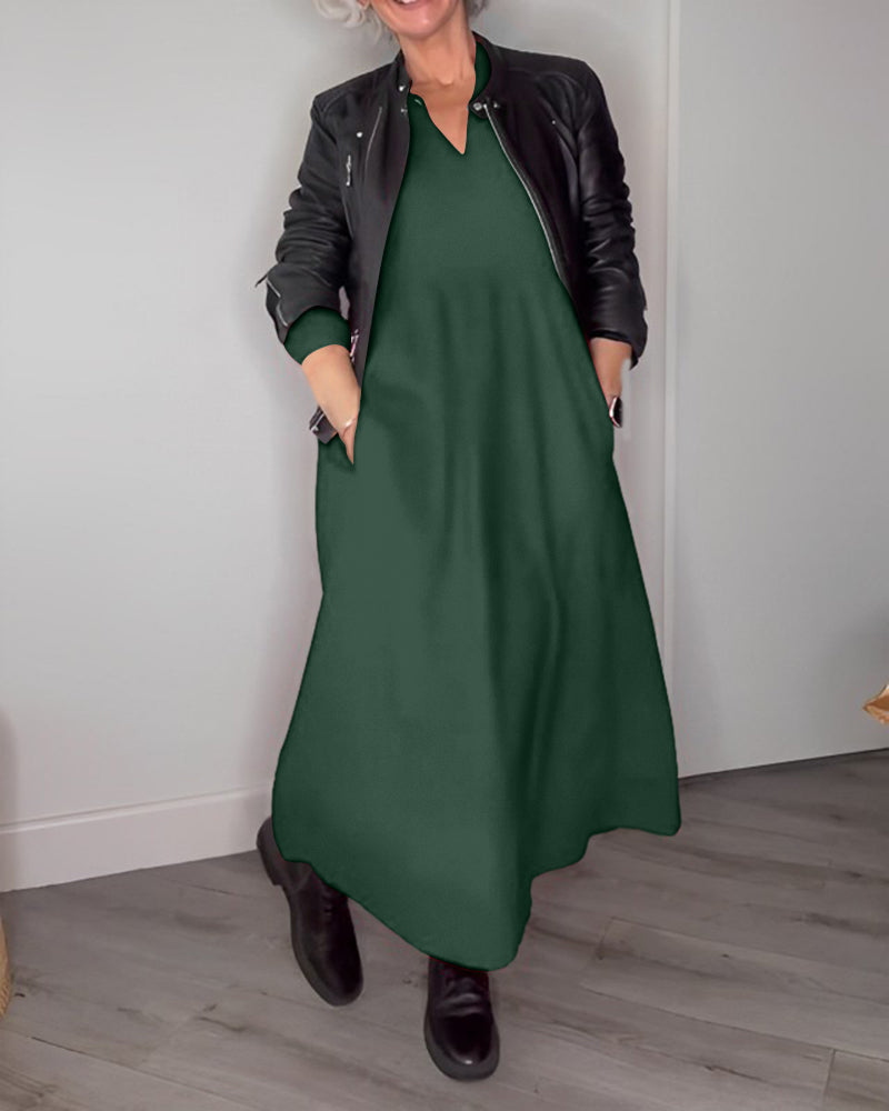 Variant image for Damen-Langes Kleid, mit Taschen, Weicher Stoff, für Alltag und Fest-25