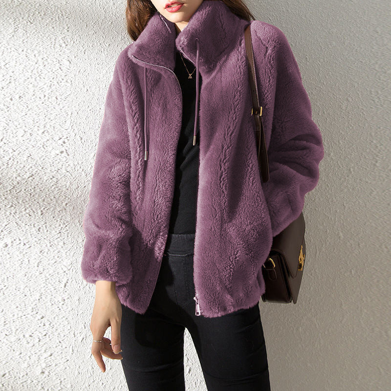 Damen-Fleecejacke mit Stehkragen – weiches und elegantes Design für kalte Wintertage, normale Passform, S-XL 7