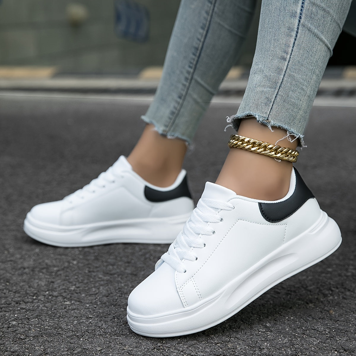 Damen-Sneaker, orthopädisches Design, weißes Leder-3