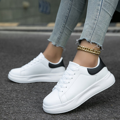 Damen-Sneaker, orthopädisches Design, weißes Leder-3