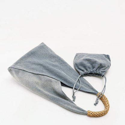 Damen Schultertasche Praktisches Design Jeans und Synthetikleder mit Innentasche 4