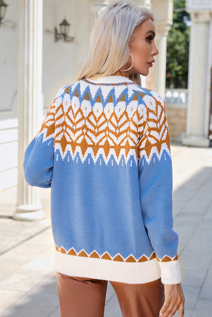 Damen-Strickpullover, geometrisches Muster, warmes Material-3