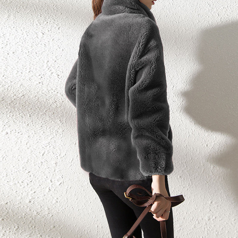 Damen-Fleecejacke mit Stehkragen – weiches und elegantes Design für kalte Wintertage, normale Passform, S-XL 2