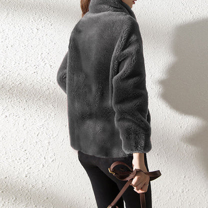 Damen-Fleecejacke mit Stehkragen – weiches und elegantes Design für kalte Wintertage, normale Passform, S-XL 2