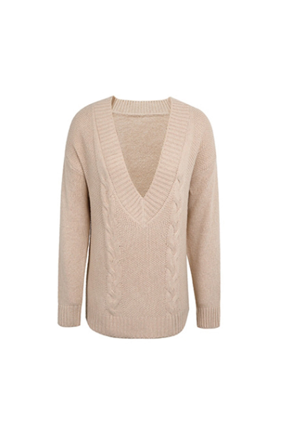 Damen-Pullover, V-Ausschnitt, Twist, Polyester, langärmelig-3