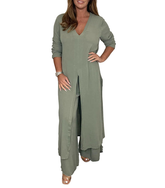 Zweiteiliges Set für Damen: elegante Hose und Jacke aus Polyester-1