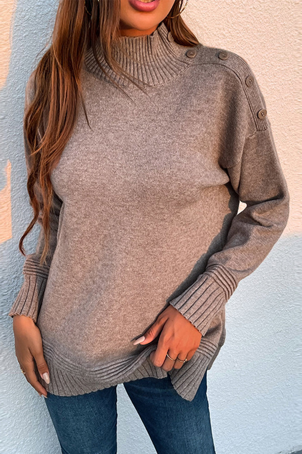 Damen-Strickpullover, mit Stehkragen, Polyester, langen Ärmeln 2