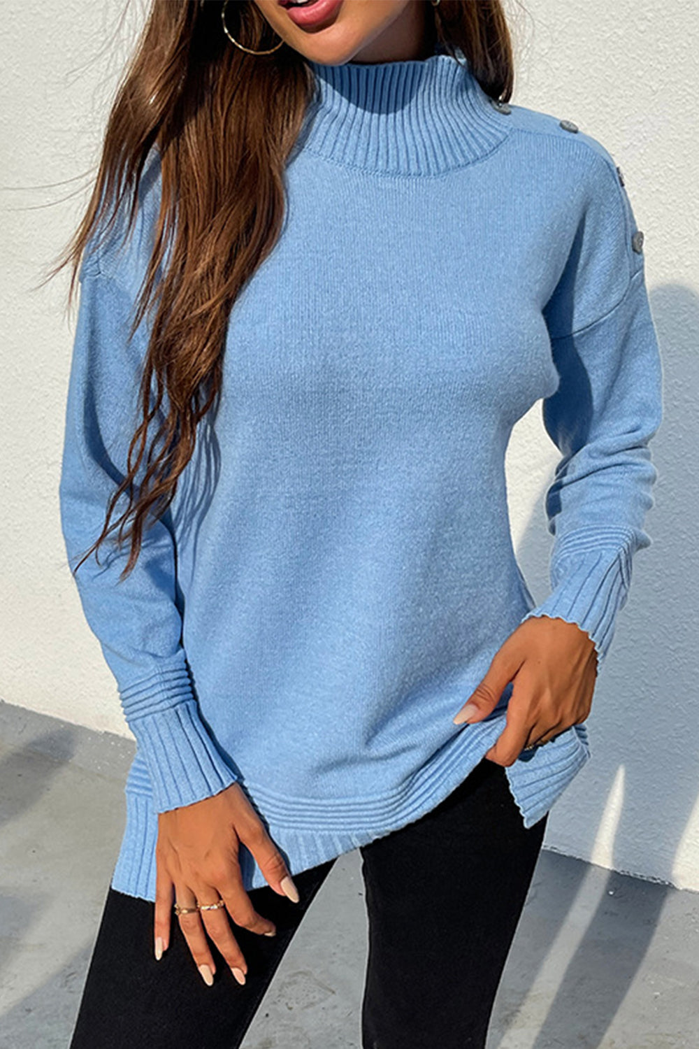 Damen-Strickpullover, mit Stehkragen, Polyester, langen Ärmeln 6