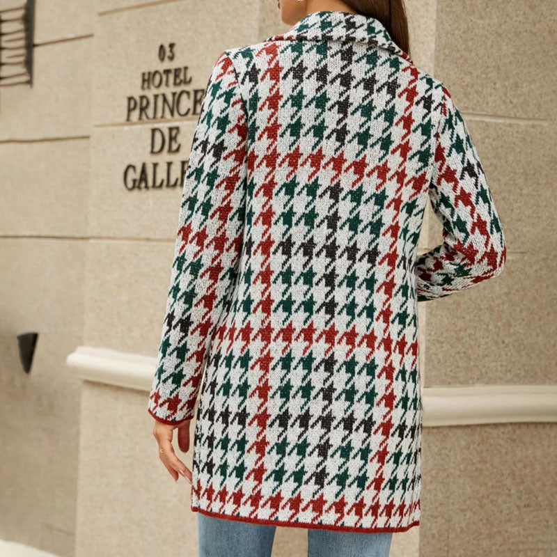 Damen-Rock, geometrisches Design, gemischter Stoff, lange Ärmel-5