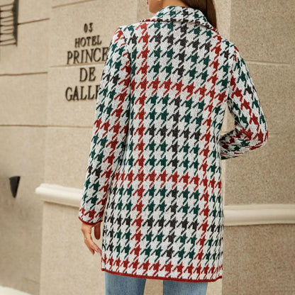 Damen-Rock, geometrisches Design, gemischter Stoff, lange Ärmel-5