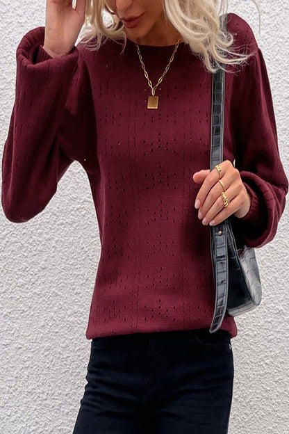 Damen-Strickpullover, lange Ärmel, Rundhalsausschnitt, Polyester-5