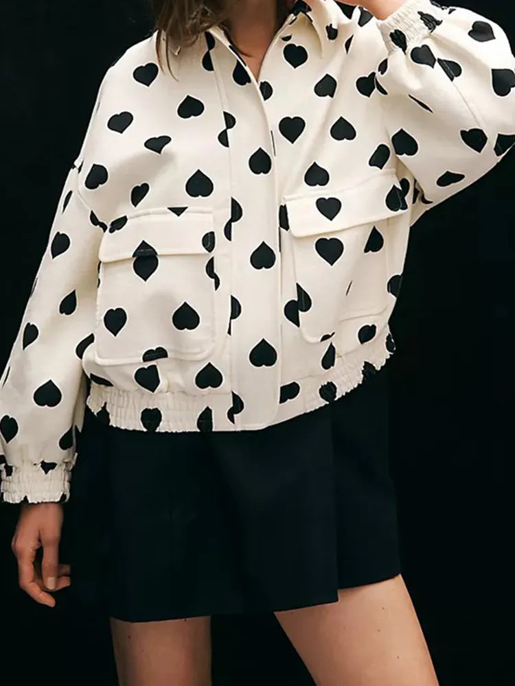 Damenjacke mit Herzmuster Vielseitiges Design Polyester 3