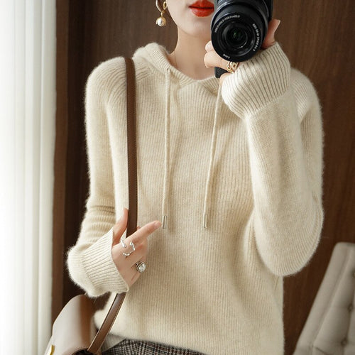 Damen-Kapuzenpullover Klassisches Design aus Kaschmir Weicher Loose Fit 1