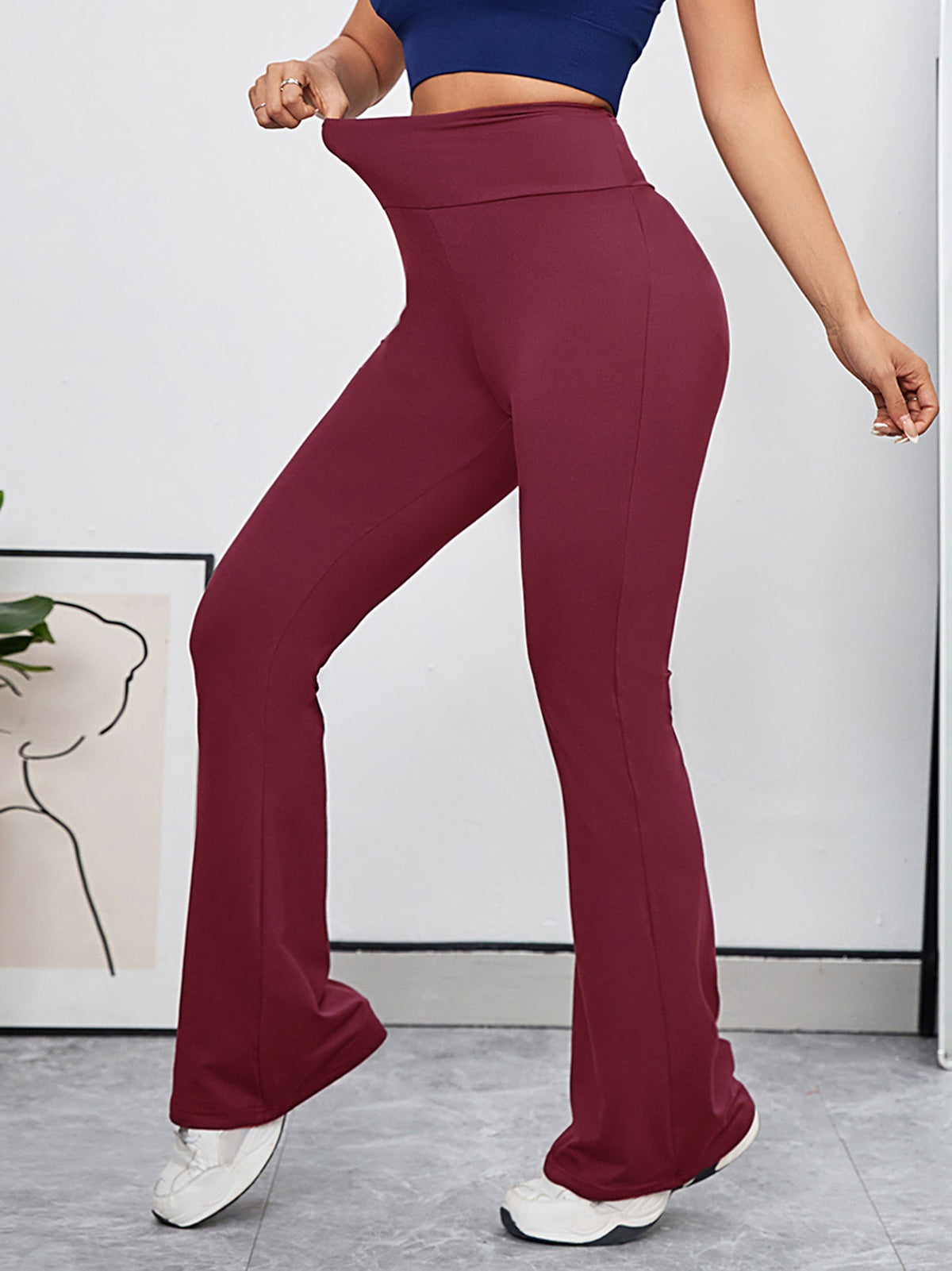 Variant image for Damen-Hose, hohe Taille, ausgestellt, Stretchmaterial-21