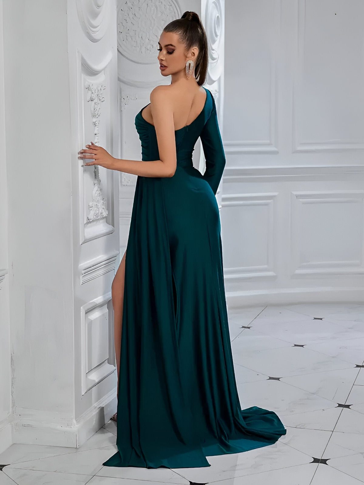 Damen-Abendkleid, drapiert, Seide, elegant 5