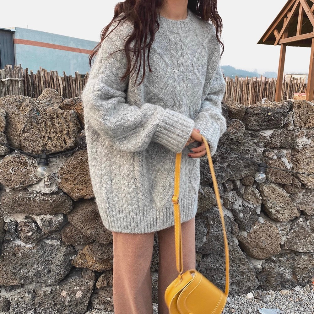Variant image for Damen-Boho-Strickpullover, rotiertes Design, weiche Strickart-11