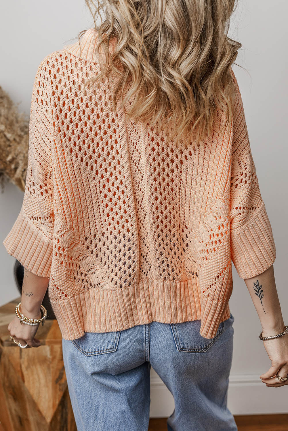 Rosa Strickpullover für Damen mit Hohldesign – leichte und luftige Qualität für entspannte Anlässe 3