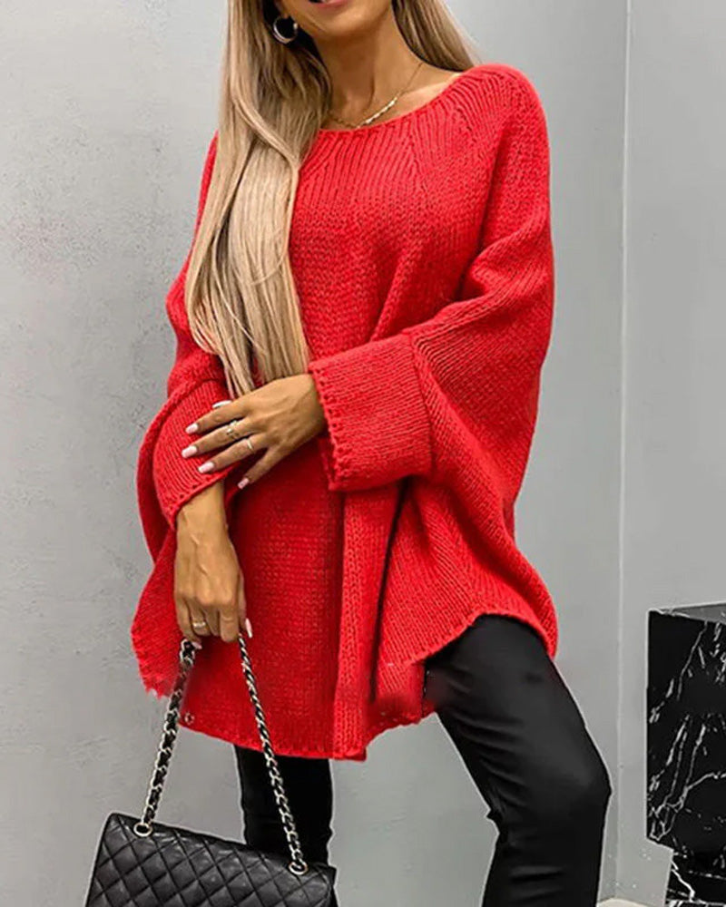 Damen-Cape-Pullover, schick, gestrickt, weiches Material-3