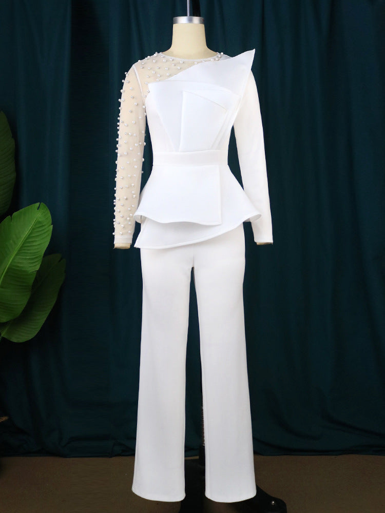 Damen-Jumpsuit mit Perlendekorationen Hochwertiges Material-3
