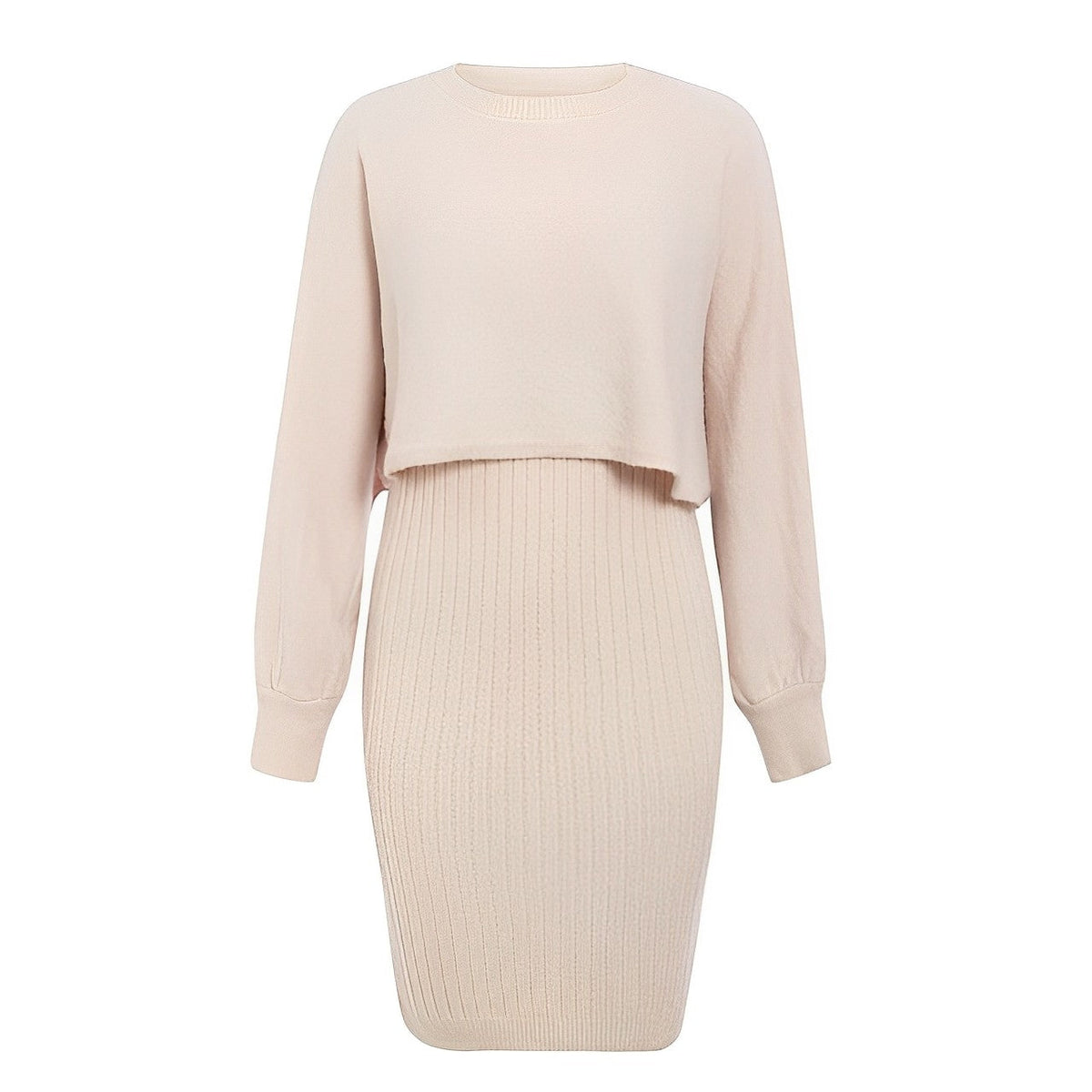 Damen-Kleid, mit Flügelärmel gestricktes Material elegant Laterne Ärmel 6