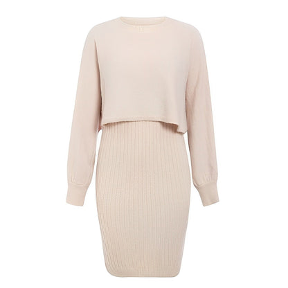 Damen-Kleid, mit Flügelärmel gestricktes Material elegant Laterne Ärmel 6