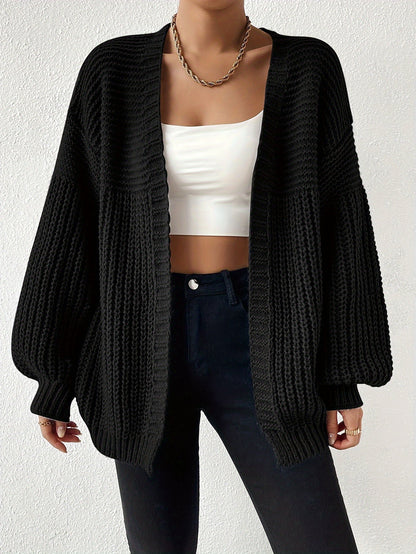 Lange Strickjacke Damen Grob gestrickt Drop-Shoulder Weiche Acrylmischung-6