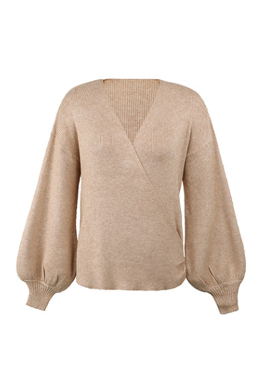 Damen-Strickpullover, langarm, V-Ausschnitt, Polyester-3